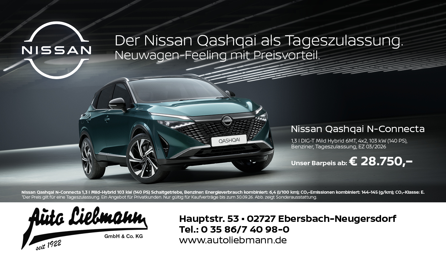 Der Nissan Qashqai N-Connecta als Tageszulassung, unser Barpreis ab 28.750 Euro, Angebot gültig bis 30.09.2026
